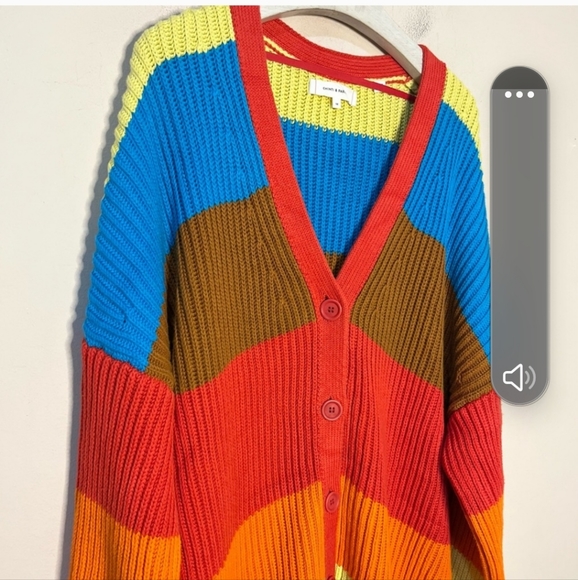 Chinti & Parker Rainbow Riviera Stripe Chunky Knit Cardigan, fit like XL - Picture 9 of 9